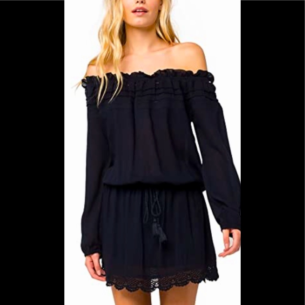 Roxy Anthracite off the shoulder dress